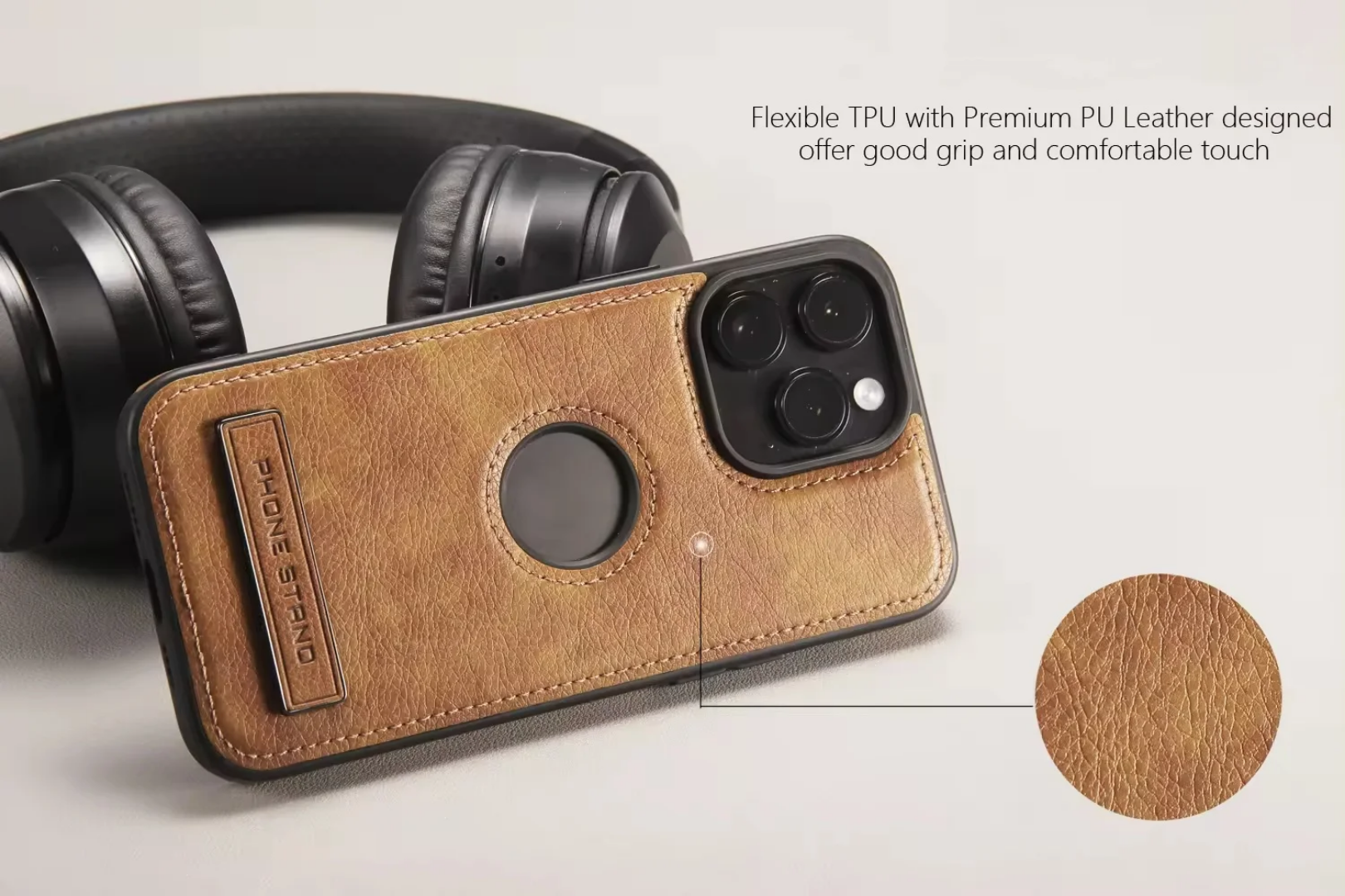 Premium PU Leather Phone Case with Stand for iPhone 17 Pro Max