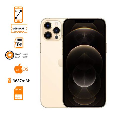 Apple iPhone 12 Pro Max - 6.7" - 128GB ROM - 6GB RAM - 12MP Rear/12MP Front - 3687mAh - Gold + 1 Year Warranty