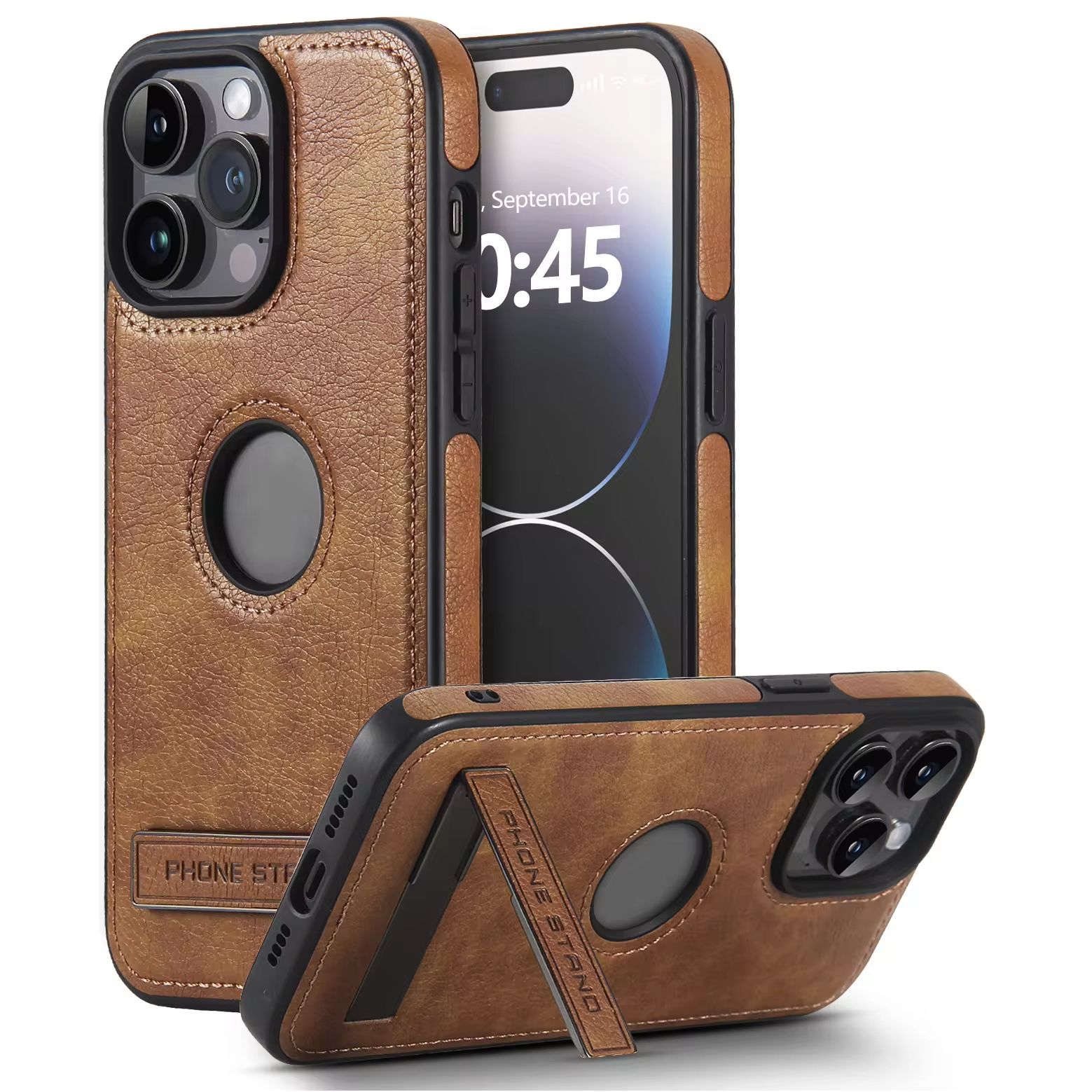 Premium PU Leather Phone Case with Stand for iPhone 17 Pro Max