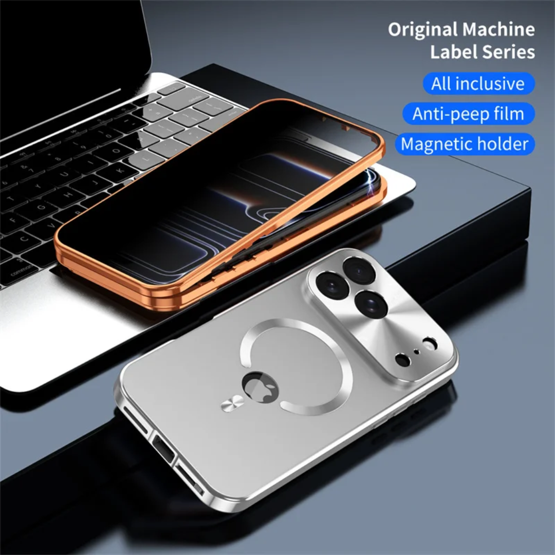 Magnetic Aluminum Frame Case with Tempered Glass for iPhone 12