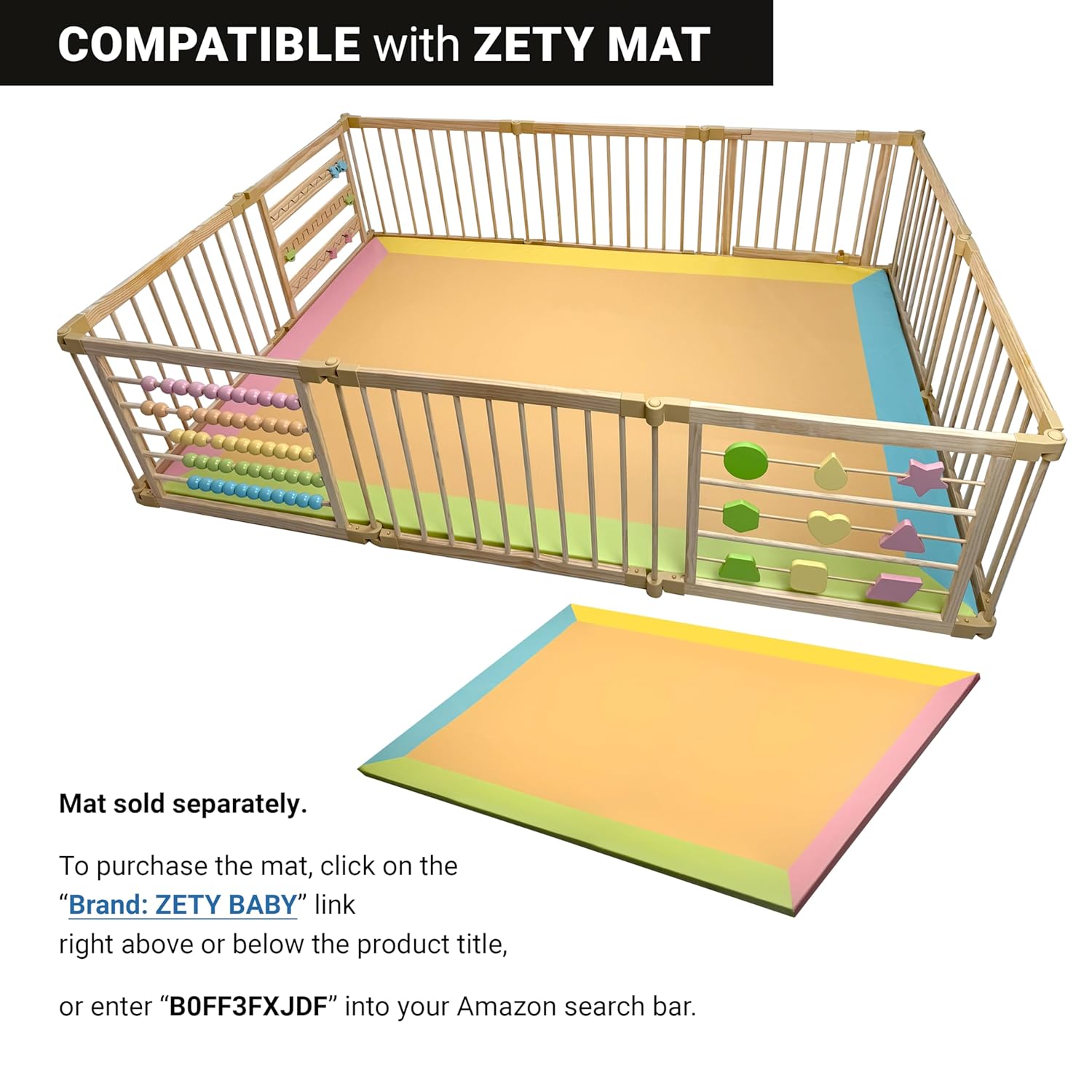 Harppa Baby Gate Playpen Foldable Wooden Play Yard