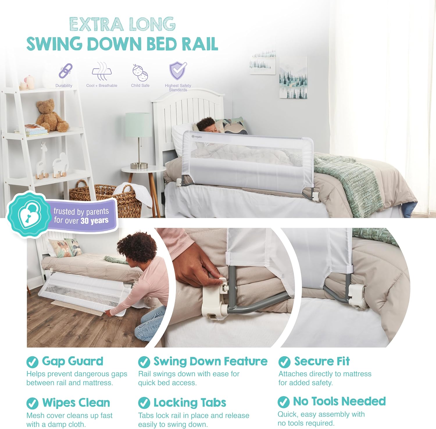 Regalo Swing Down Bed Guard Rail Xl