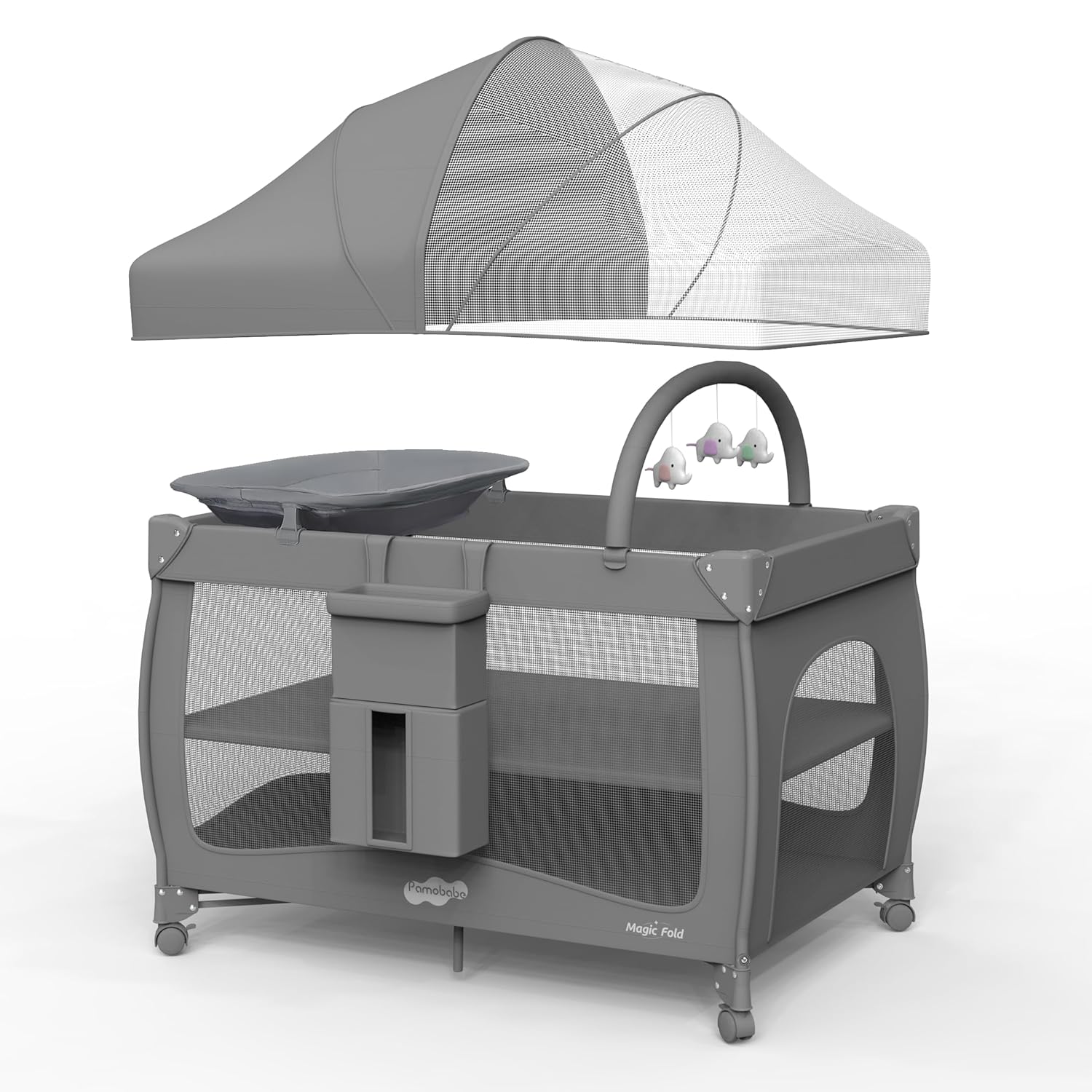 Pamo Babe 4-In-1 Baby Playard Bassinet Changing Table