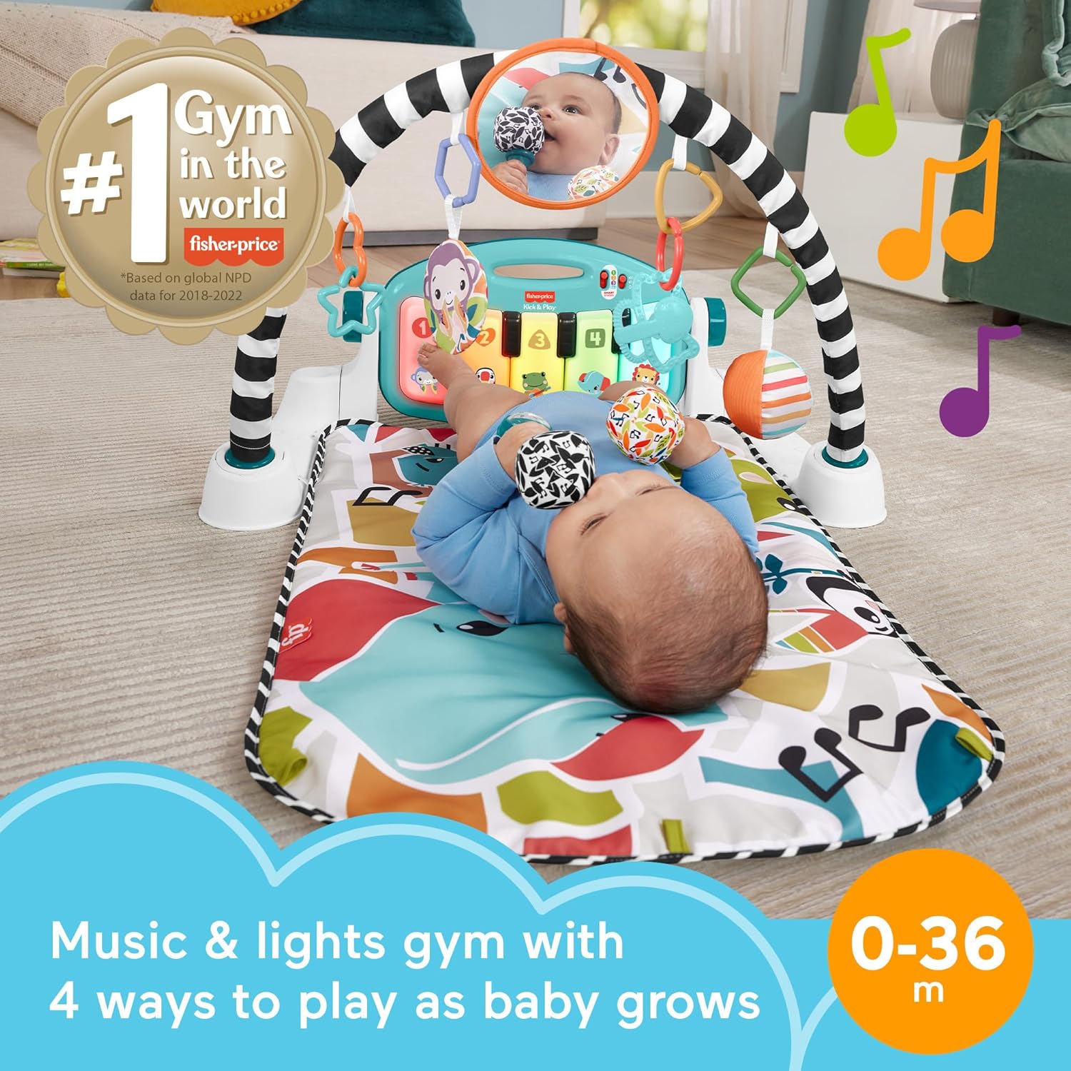 Fisher-Price Glow And Grow Kick Play Piano Gym
