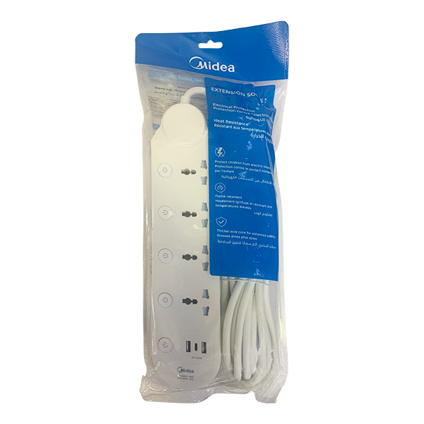 MIDEA EXTENSION CORD 4WAY 5M USBC ESU5K4BUC5MB1