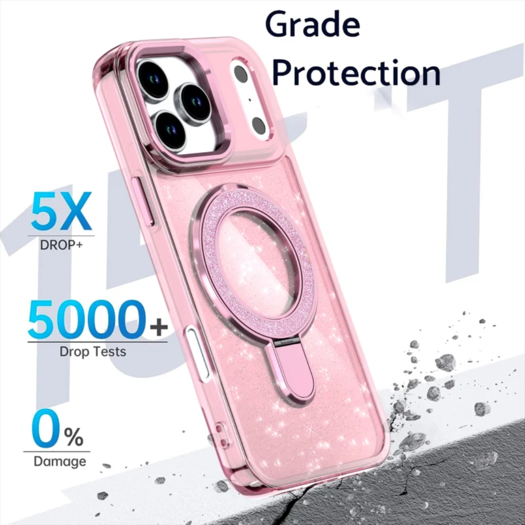 Glitter Magnetic Luxury iPhone 16 17 Case | TPU PC Anti-Drop Stand  Cover | Bling Sparkle Shockproof | Buy Online