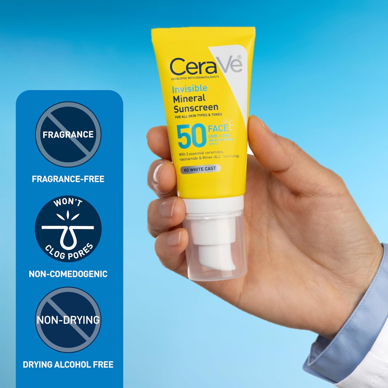 CeraVe Invisible Mineral Sunscreen SPF 50 Face