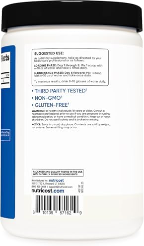 Nutricost Creatine Monohydrate Micronized Powder 500G, 5000mg Per Serv (5g) - 100 Servings, 17.9 Oz