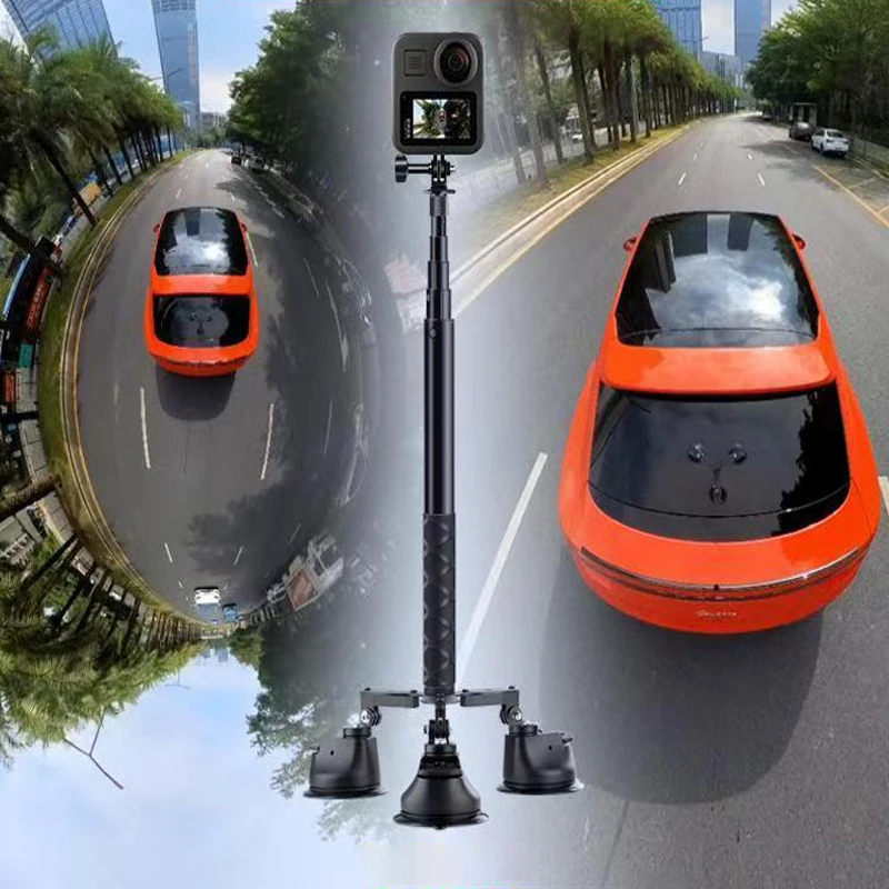 Roof Dash Cam Panoramic Sports Camera Suction Cup Bracket Tripod Selfie Stick For Car Selfie