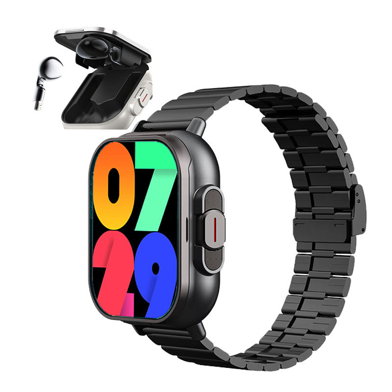 Sports Fitness Earphone Smart Watch 2 In 1 HD Screen Bt Calling Connected Watch With Earphone