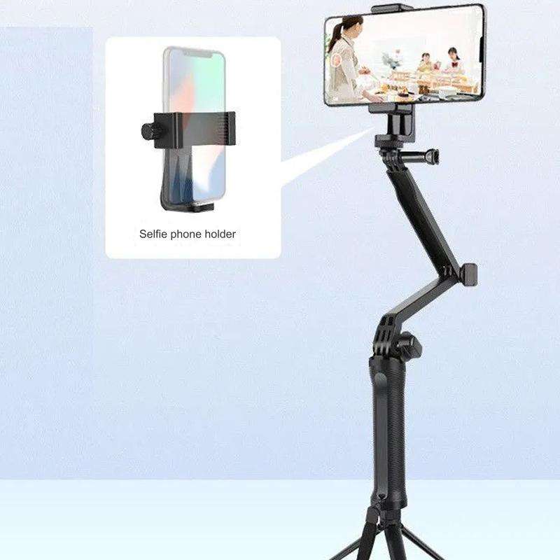 2024 New Portable Mini 3-way Foldable Tri-fold Sports Camera Selfie Stick Tripod For Gopro