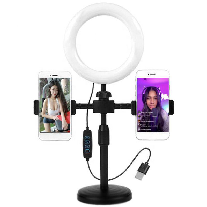 Best Desktop Live Streaming Mobile Phone Tripod Selfie Stick Fixed Video Vlog Holder 360 Flexible Selfie Stick With Ring Light