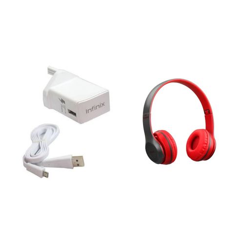 Infinix Adaptive 2A Fast Charger - White + Free BT Headset