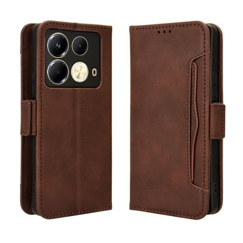 Infinix Note 40 4G Flip Leather Case With Magnetic Buckle - Brown