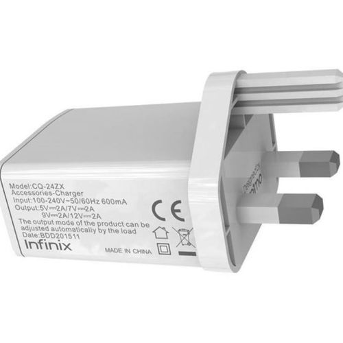Infinix CQ-24ZX 3-Pin Fast Charger & Cable - White