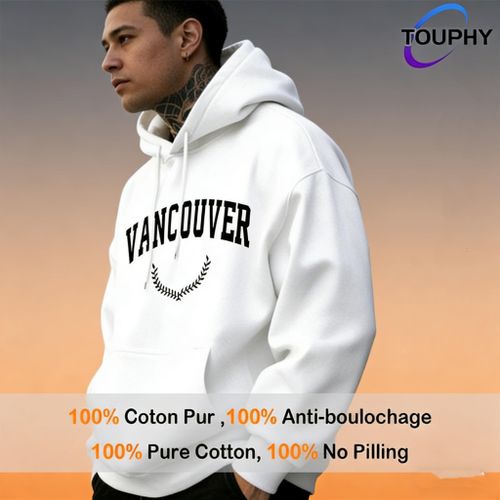 Men's Hoodies Long Sleeve Sweatshirts T-Shirt With Kangaroo Pocket-White