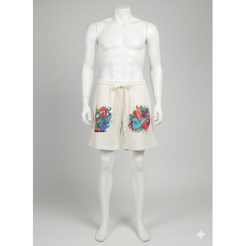 Graphic-Print Sweat Shorts(Cream)