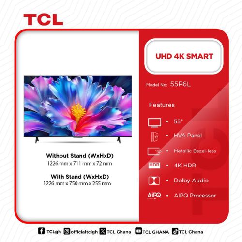 55P6L 55" UHD 4K Google Smart TV - HDMI - Black