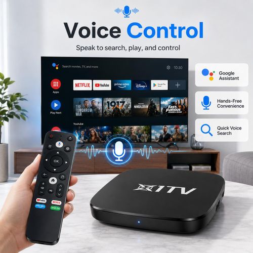Android 15 Smart TV Box, 8GB RAM 128GB ROM, 8K HD Media Player with Dual-Band WiFi, H.265 Decoding, Voice Remote, HDMI USB AV, Black