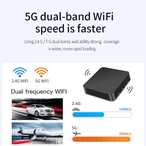 5G - 4K HD TV Box Android - 2.4G - WiFi - Black