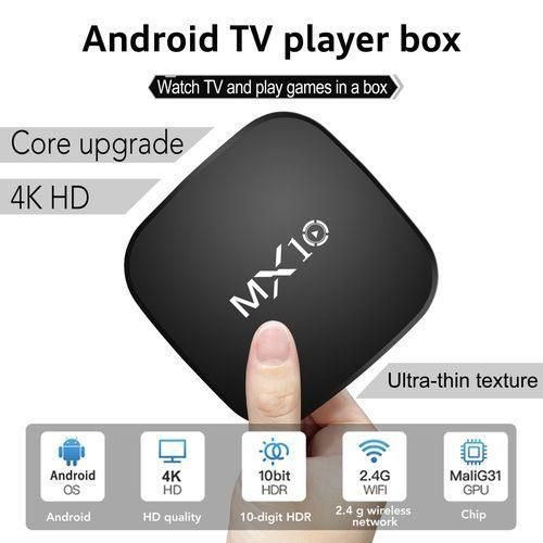 MX10 Smart Set Top Box, W-i-F-i 4K HD 2.4 Android 2GB RAM+16GB ROM TV Box