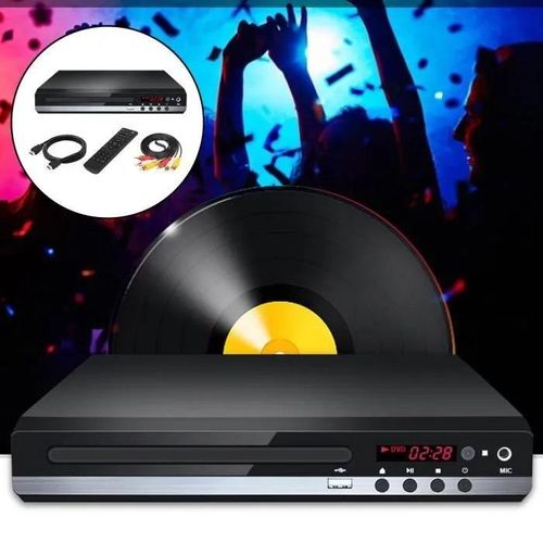 DVD Player Compact HDMI AV Cable USB Input UHD 1080P 5.1 Stereo Surround Region-Free CD Player for Karaoke Study at