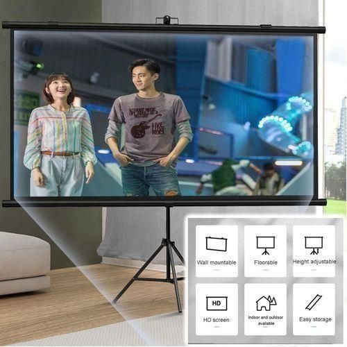 Home White Projection Screen with Stand, 60 Inch, 16:9, Single Stage, Dual Use