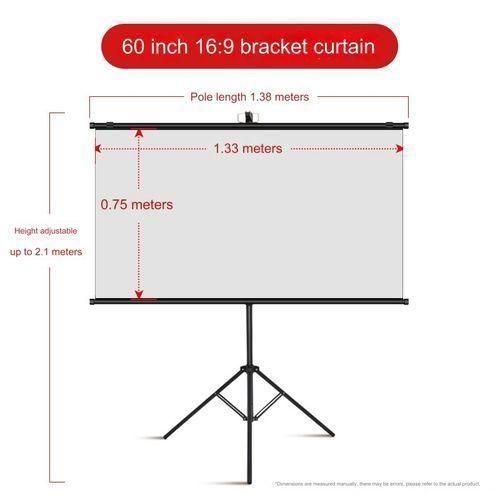 Home White Projection Screen with Stand, 60 Inch, 16:9, Single Stage, Dual Use