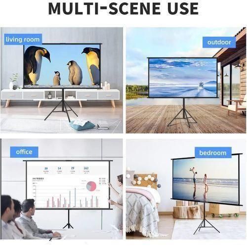 Home White Projection Screen with Stand, 60 Inch, 16:9, Single Stage, Dual Use
