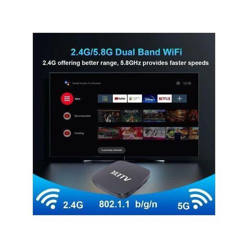 Android 14.0 8K HD TV Box, 4G RAM 64G ROM, Dual-Band WiFi Smart Media Player-black