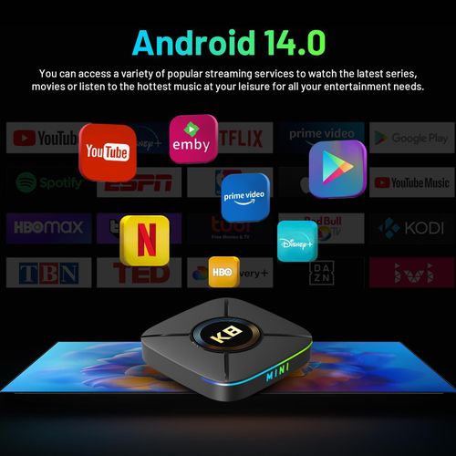 HK1 K8MINI 4K UHD Android 14 Smart TV Box, Memory:2GB+16GB