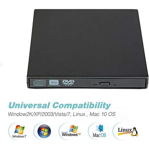 External CD DVD Drive for Laptop Notebook PC Desktop Computer, Black