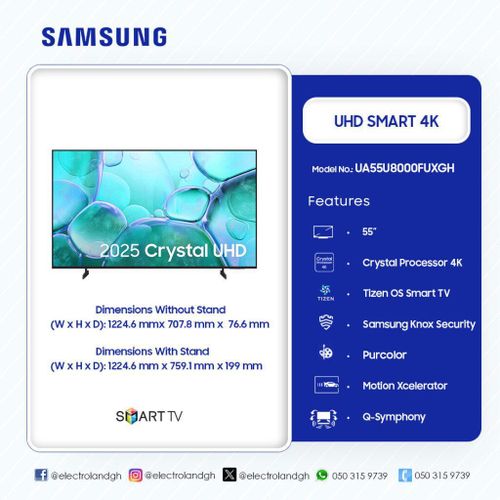 55'' UHD Smart 4K TV - UA55U8000FUXGH - Black
