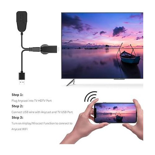 HDTV Wireless Display Adapter – Screen Mirroring Dongle - Black