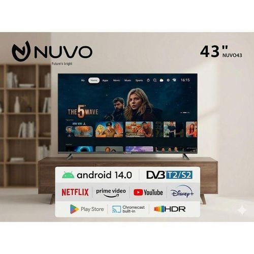 4K Smart Android TV 43'' With Cast - HDMI - USB & Coax Ports + Free Wall mount - Black