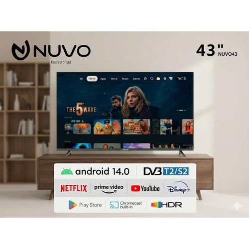 4K Smart Android TV 43'' With Cast - HDMI - USB & Coax Ports + Free Wall mount - Black