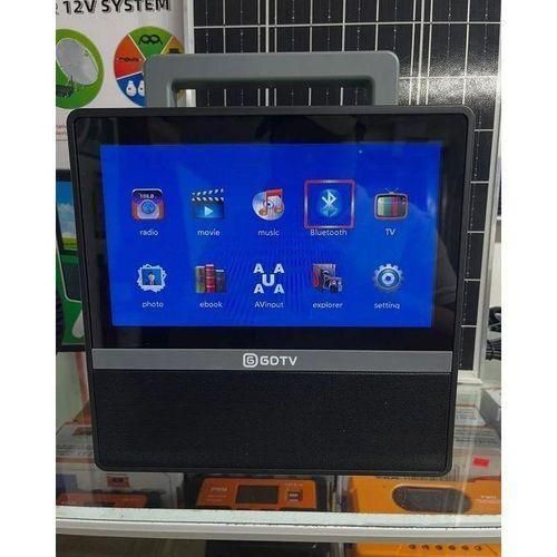 Solar Rechargeable Portable 10'' Television with Bulbs- black