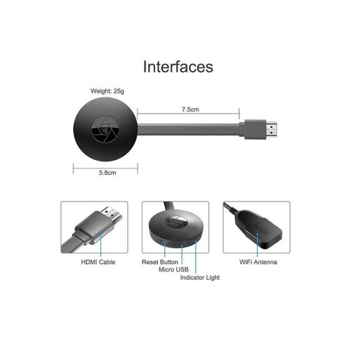 4K HDMI WiFi Display Dongle for Wireless Streaming & Screen Mirroring - Black