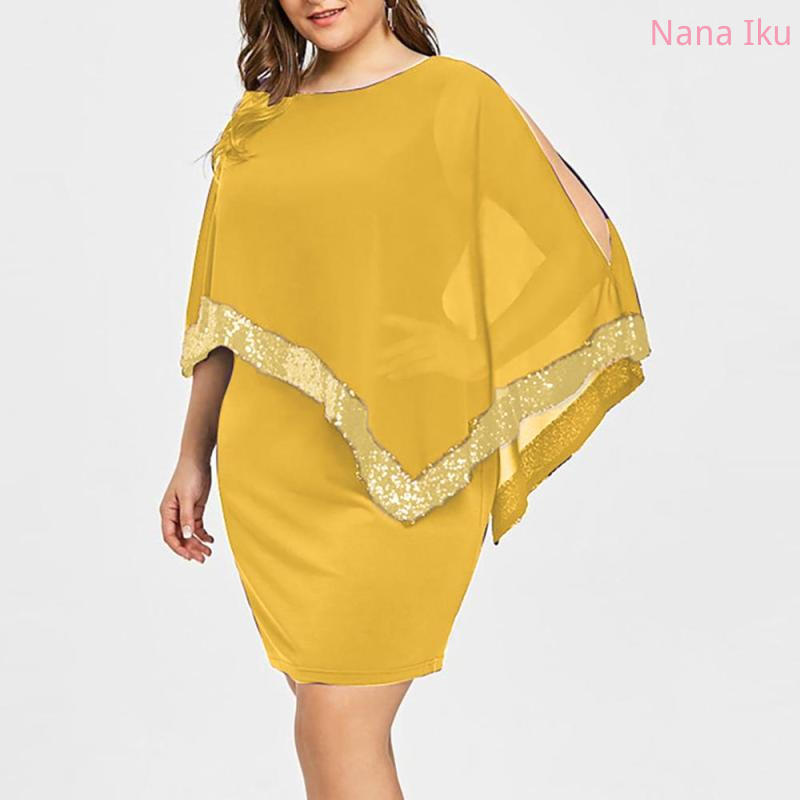 2022 New Irregular Sequins Splice Large Women's Dress Women