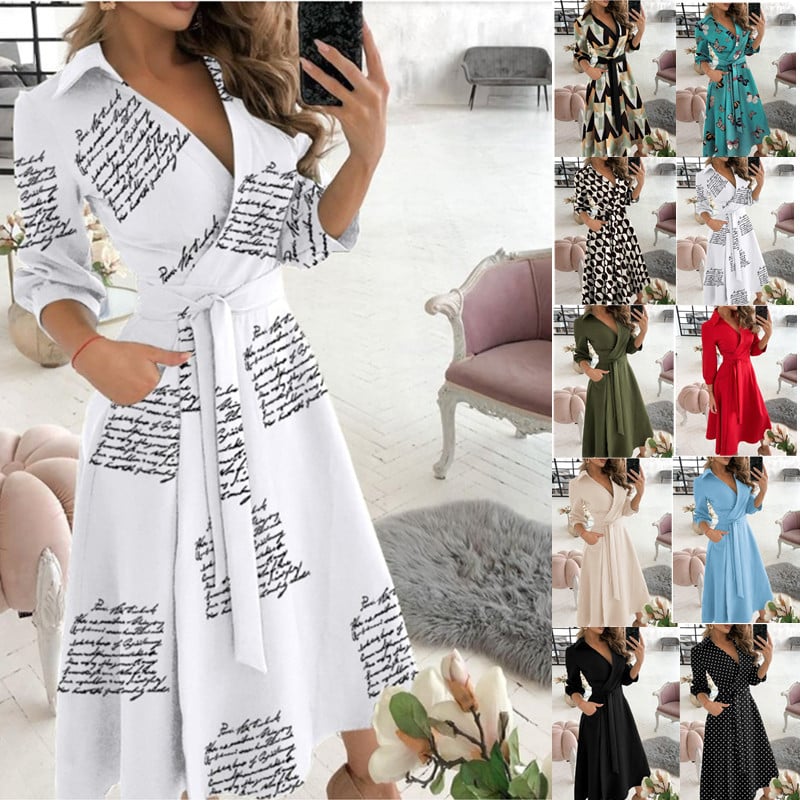 Women's Wrap Dress Long Sleeve