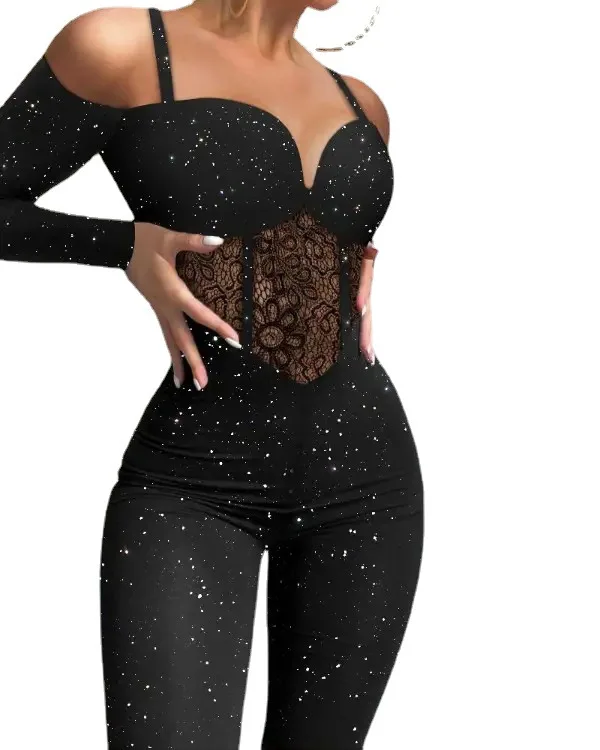 Dress Tight Sexy Hip One Shoulder Suspenders Irregular Shiny Dress Female