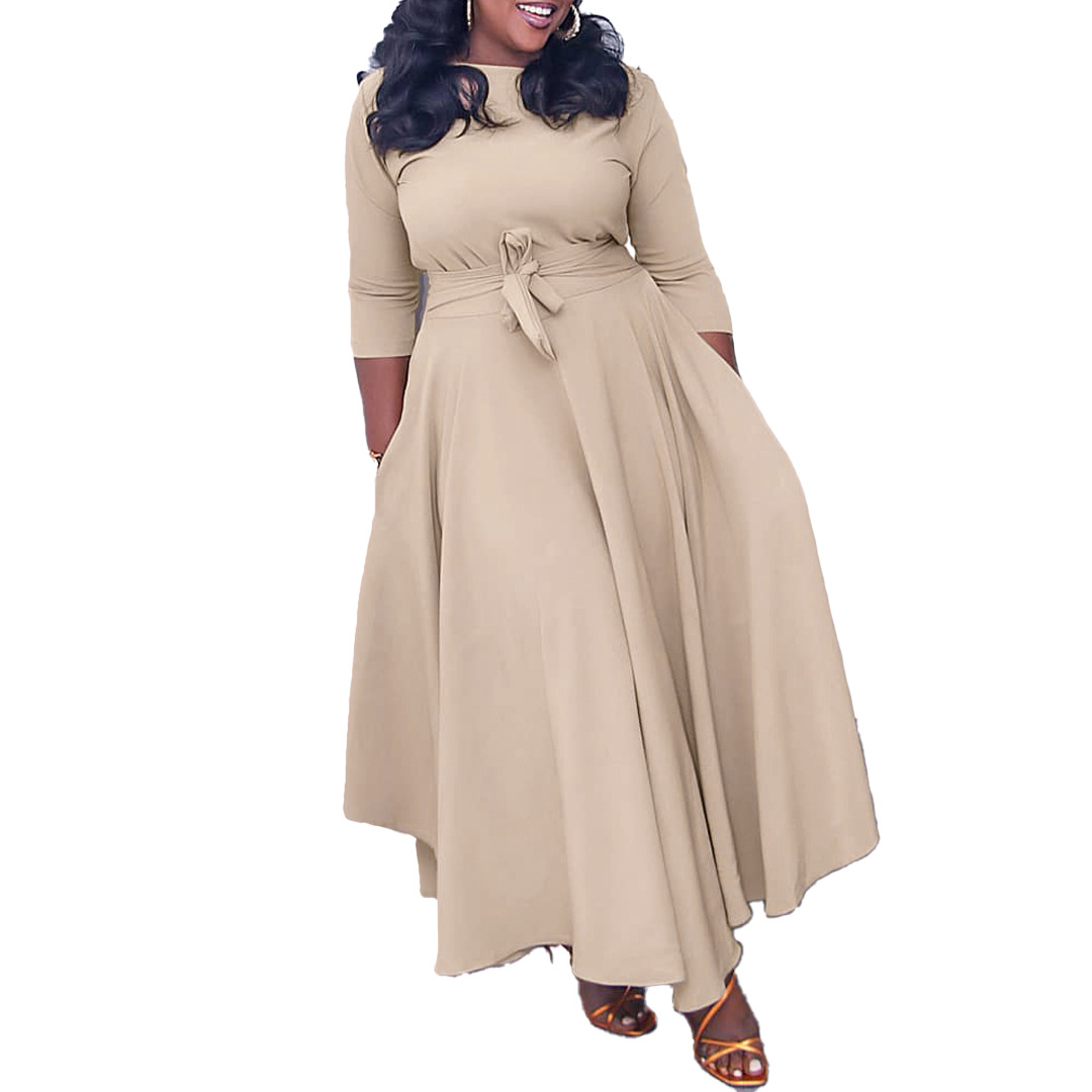 Women's Dress Spring/Summer New Fashionable and Elegant Lace up Dress Long Dress