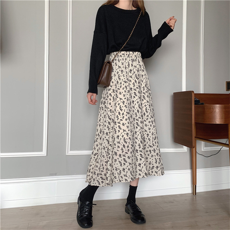 Women's Vintage Skirt Elastic for Street