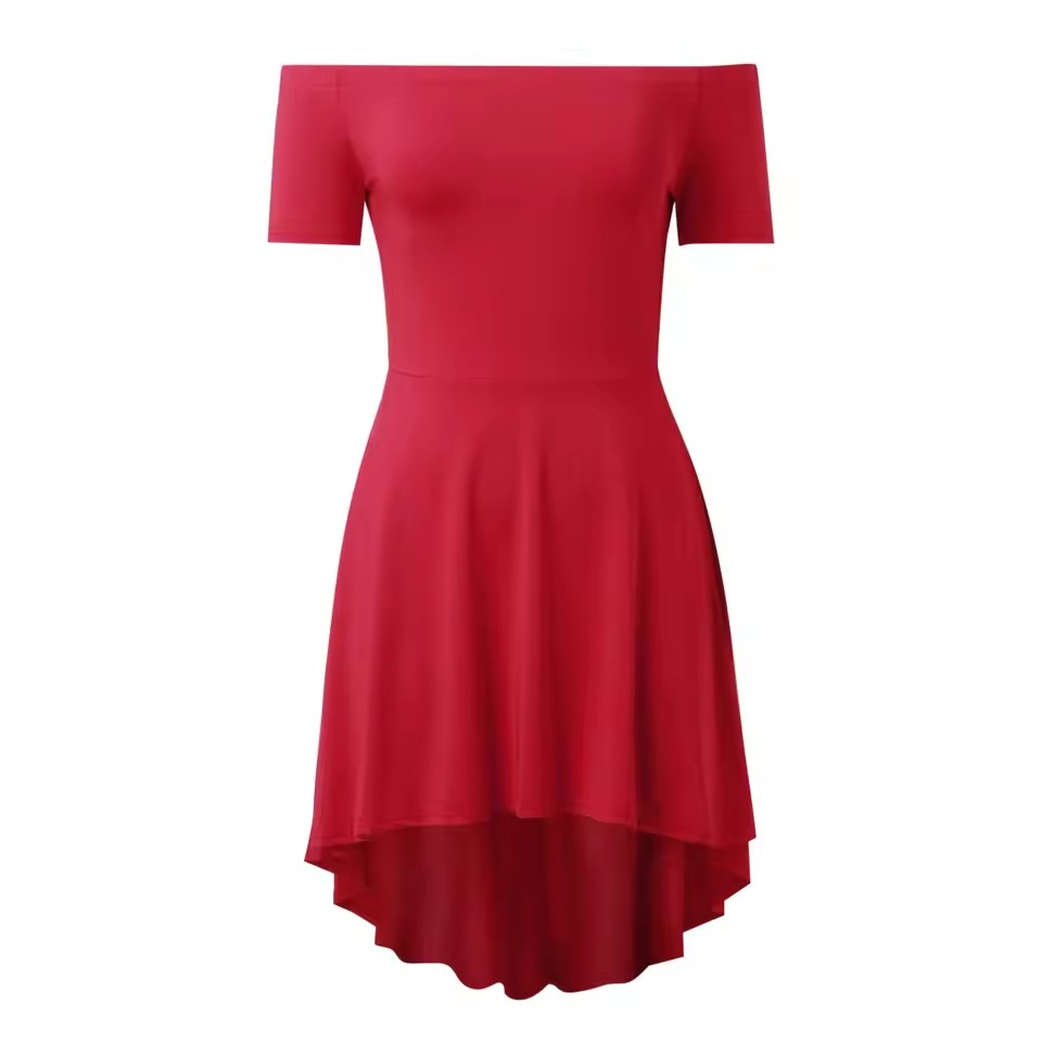 Solid Off Shoulder Dress, Casual Short Sleeve Maxi Skirt For Party & Banquet