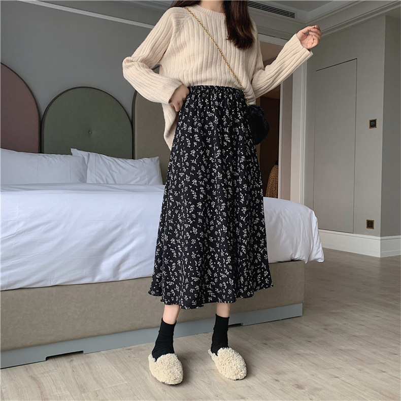 Women's Vintage Skirt Elastic for Street