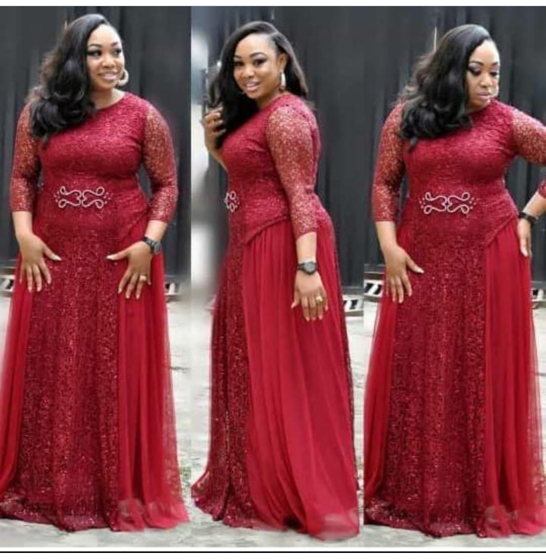 Lace Sequin Crew Neck Mid Sleeves Everyday Dress Evening Party Long Dress