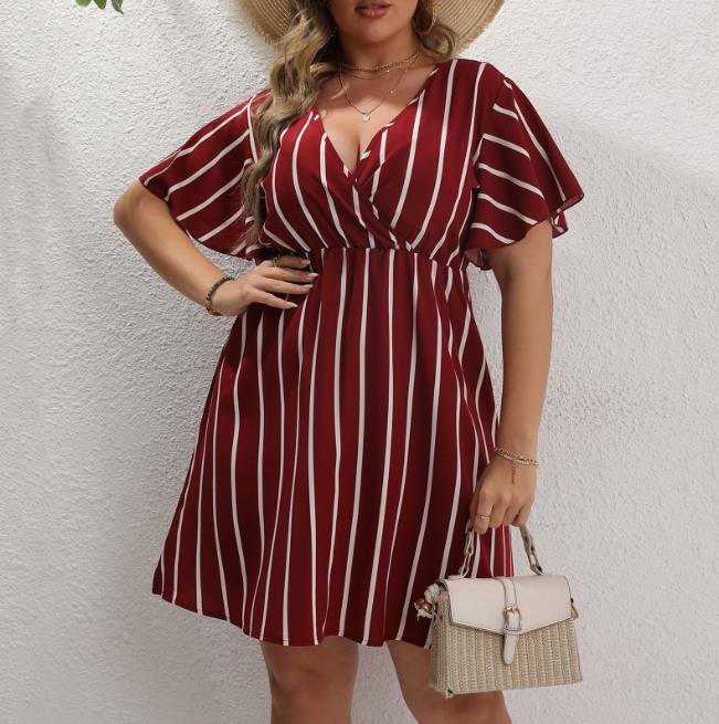 Stripe stitching o-collar rear fork commuter dress