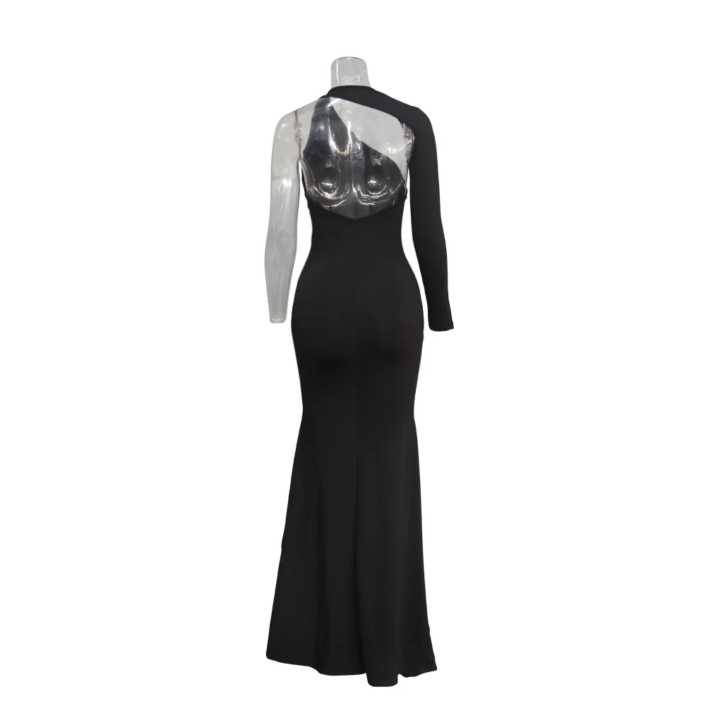 Fall Longuette long-sleeved Elastic force single sleeve slim long dress