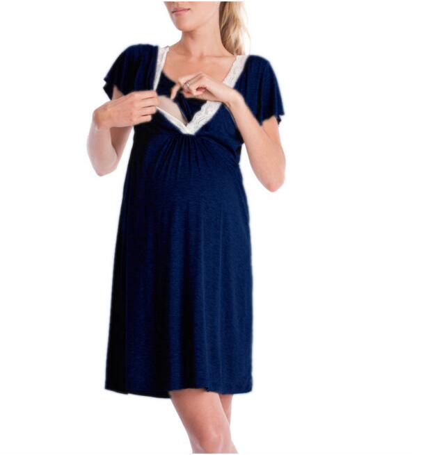 New lace splicing multifunctional maternity dress and mother lactation dress
