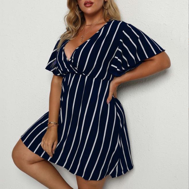 Stripe stitching o-collar rear fork commuter dress